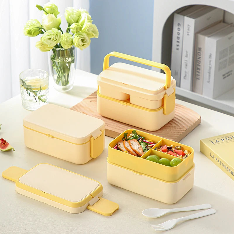 Yellow Picnic Lunch Box Double Layer