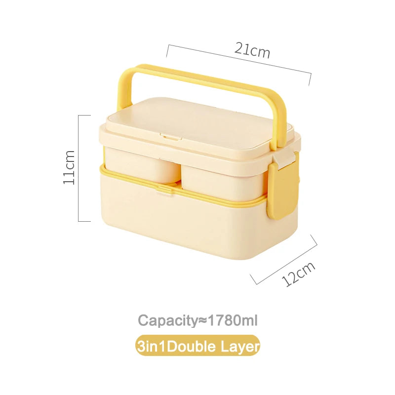 Yellow Picnic Lunch Box Double Layer