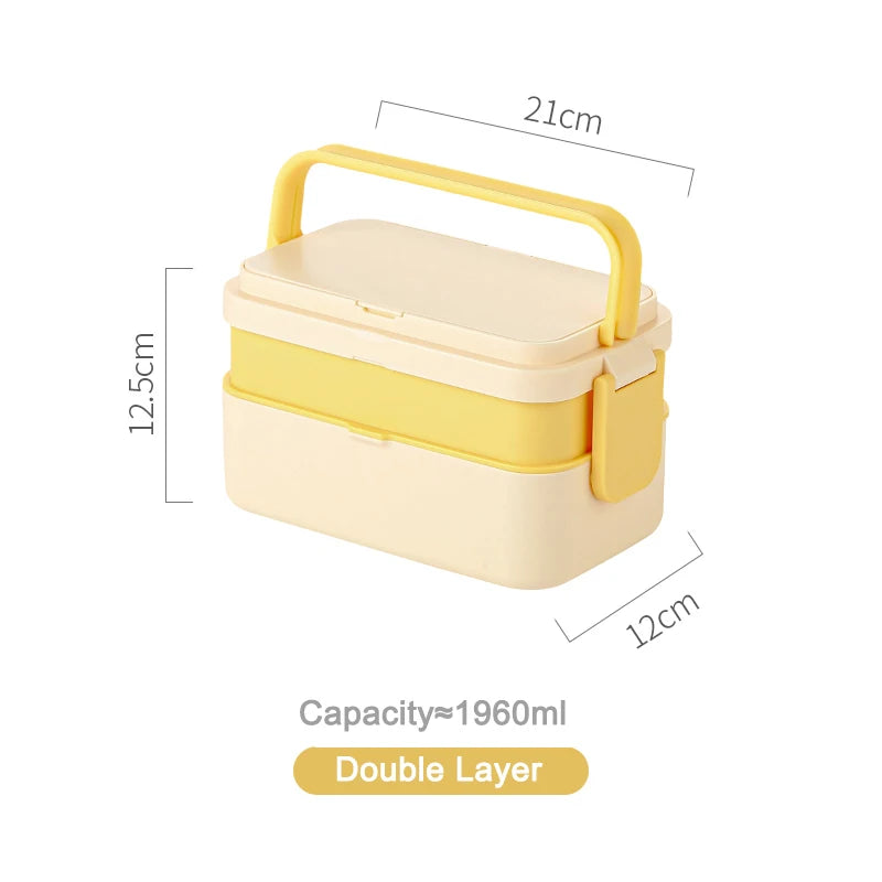 Yellow Picnic Lunch Box Double Layer