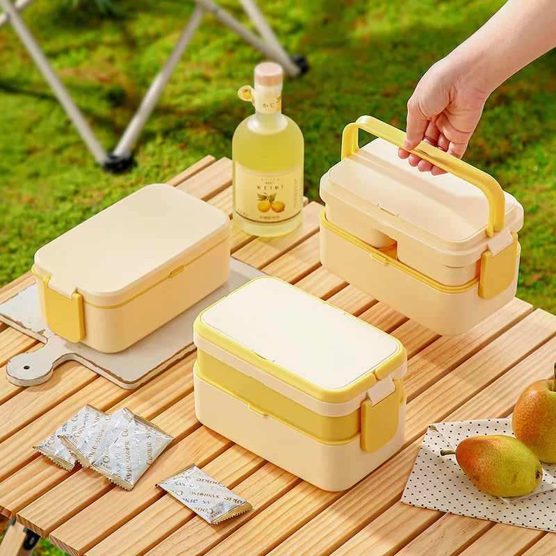 Yellow Picnic Lunch Box Double Layer