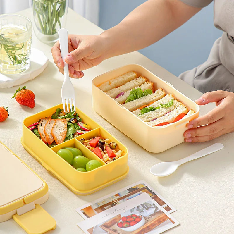 Yellow Picnic Lunch Box Double Layer