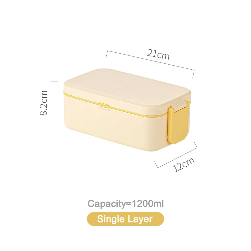Yellow Picnic Lunch Box Double Layer