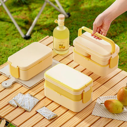 Yellow Picnic Lunch Box Double Layer